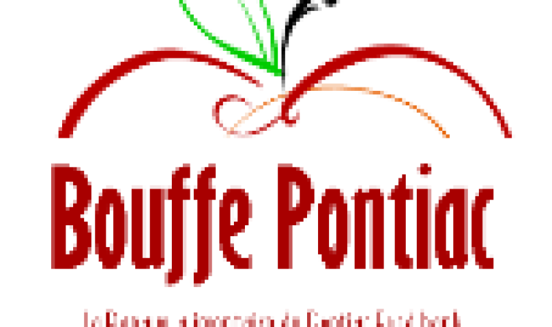 The logo of Bouffe Pontiac, featuring letters inside a stylized apple.