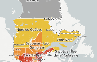 Il est désormais interdit de se déplacer vers les régions qui sont aux paliers jaune ou vert depuis une région au palier rouge ou orange. Source : Gouvernement du Québec