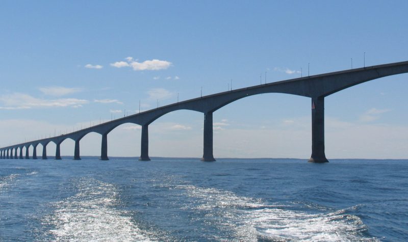A photo of the Confederation Bridge. The bridge linking PEI and NB.