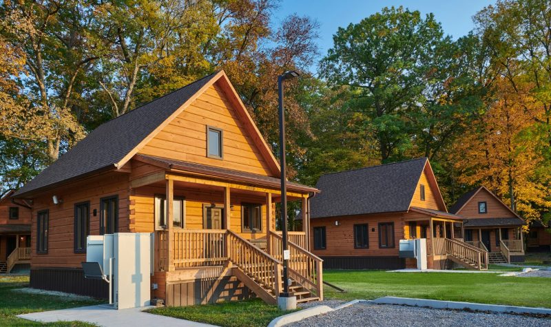 Front view of cabins located at Chiefswood Park