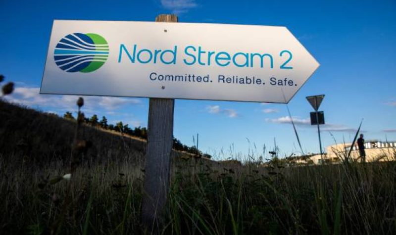 Sign saying Nord Stream 2
