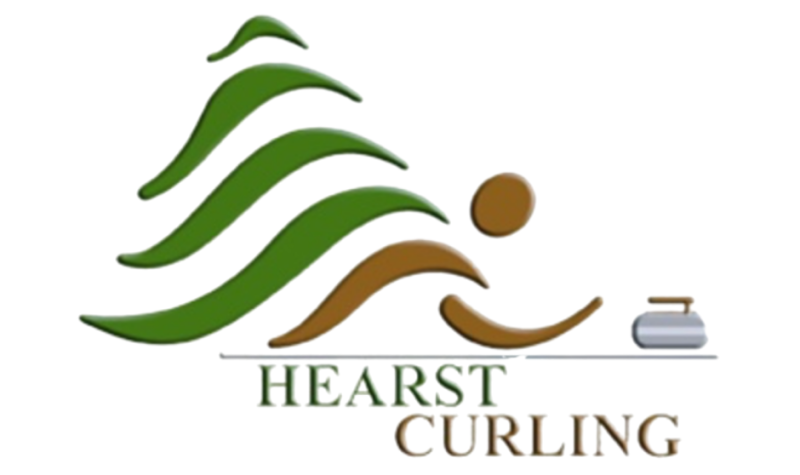Le logo de Hearst Curling qui est un bonhomme allumette qui lance une pierre de curling