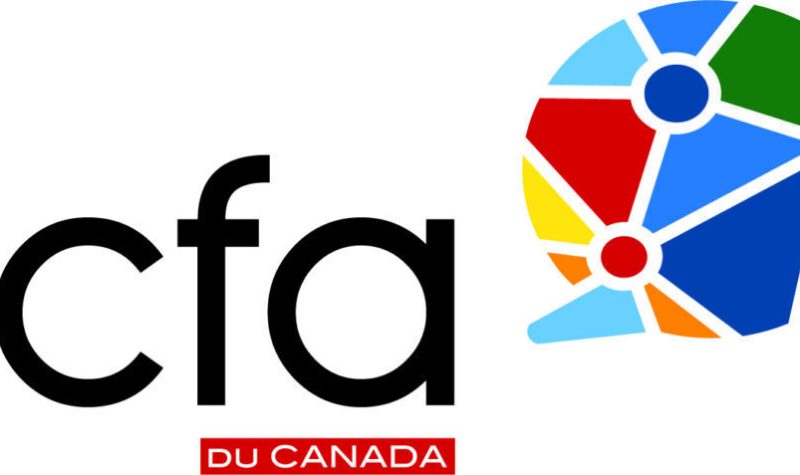 Logo de la FCFA du Canada. On aperçoit les couleurs rouge, bleu, vert, jaune, orange rose et violet dans une bulle.