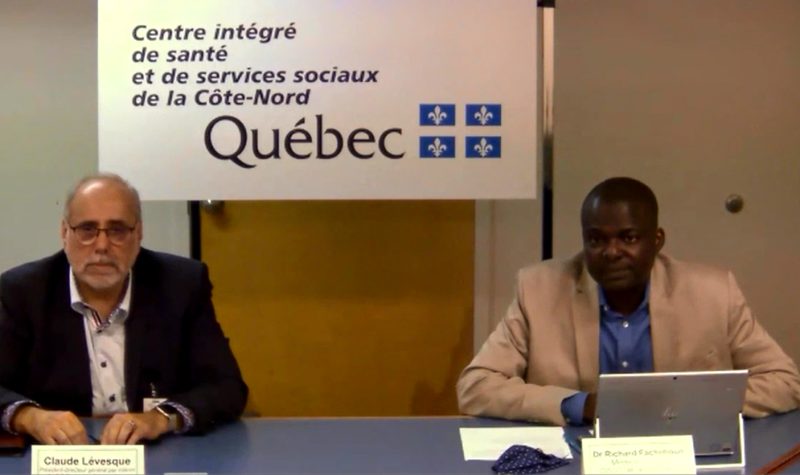 Claude Lévesque, p.d.g. du CISSS de la Côte-Nord et Dr Richard Fachehoun