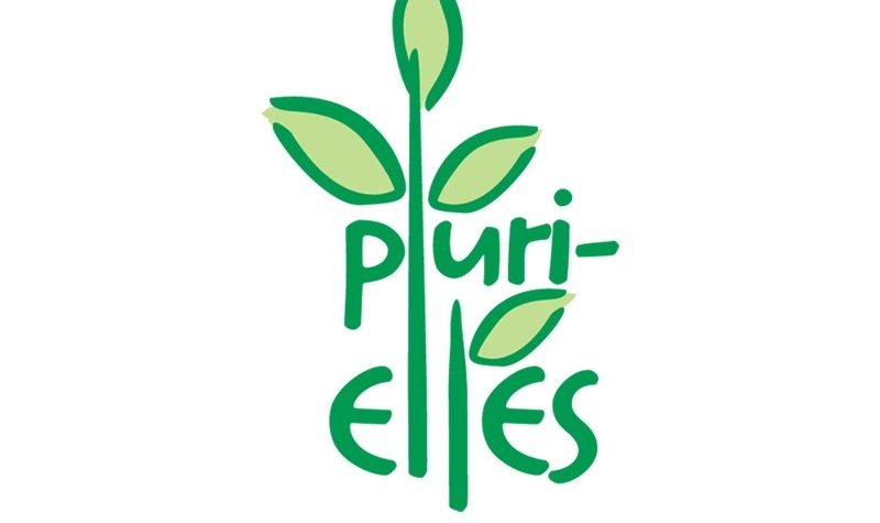 Le logo de l'organisation Pluri-Elles en lettres vertes sur un fond blanc.