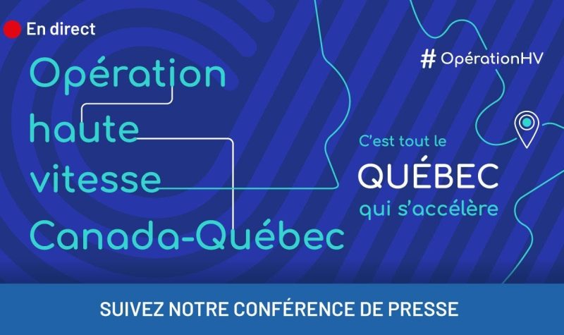The royal blue logo for the Operation haute vitesse internet program by the Quebec government