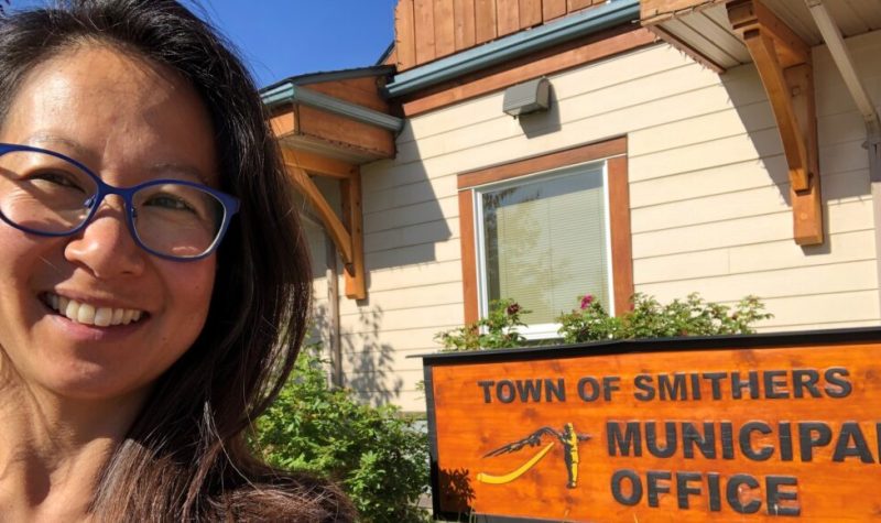 A photo of Mika Meyer outside the Town of Smithers municipal office.