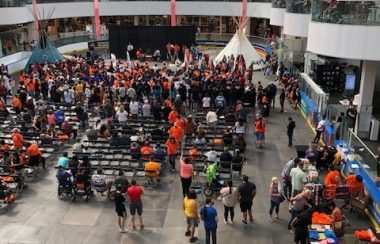 people gathering at opening ceremony