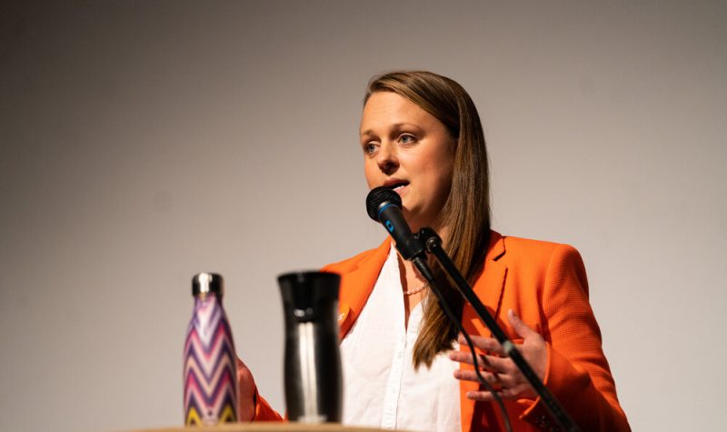 MLA-elect Brittny Anderson at an All-Candidates Debate in October 2020. Photo by Jake Sherman.