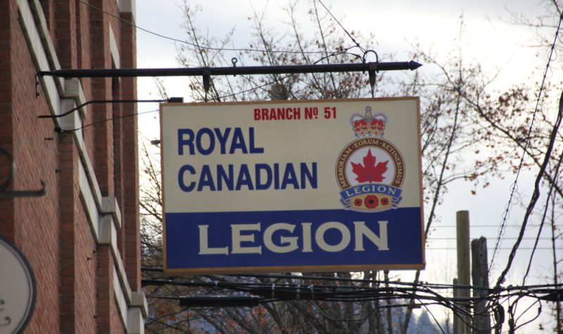 An exterior sign of the Royal Canadian Legion Branch 51