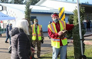 Marchant de sapin à Noël au village de Lafontaine Ontario