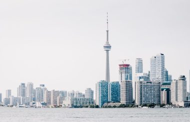 Photo of Toronto skyline on a cloudy day