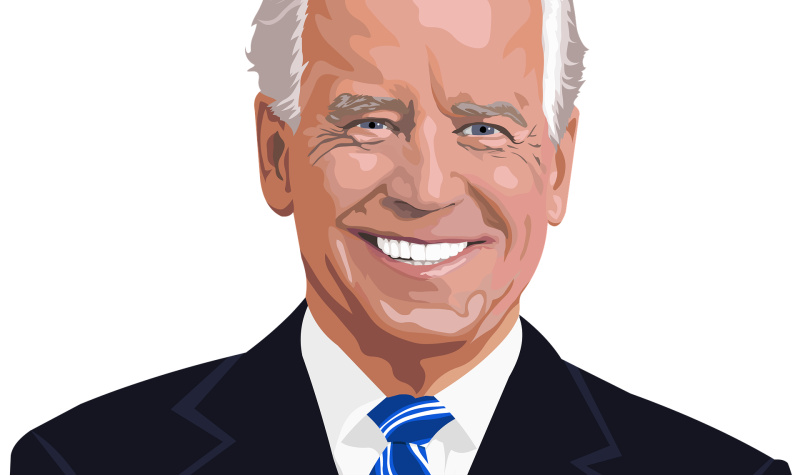 Dessin de Joe Biden sur fond blanc.