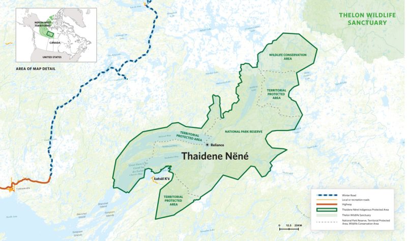 une carte du parc Thaïdene Nene, aux Territoires du Nord Ouest