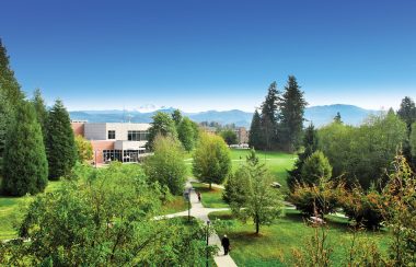 Picture of beautiful green space at the University of the Fraser Valley.