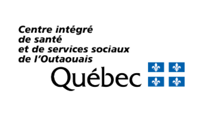 The blue, white and black logo of the CISSS with a Quebec flag on it.